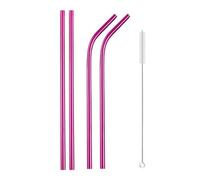 Cannucce in Acciaio Inossidabile Set di cannucce in metallo riutilizzabili color arcobaleno con spazzola for pulizia Accessorio for latte cannuccia in acciaio inossidabile 304(5Pcs Pink)