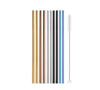 Cannucce in Acciaio Inossidabile Set di cannucce in metallo riutilizzabili color arcobaleno con spazzola for pulizia Accessorio for latte cannuccia in acciaio inossidabile 304(11Pcs Mix Straight C)