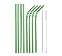 Cannucce in Acciaio Inossidabile Set di cannucce in metallo riutilizzabili color arcobaleno con spazzola for pulizia Accessorio for latte cannuccia in acciaio inossidabile 304(10Pcs Green)