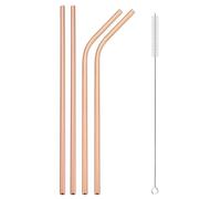 Cannucce in Acciaio Inossidabile Set di cannucce in metallo riutilizzabili con spazzola for pulizia Accessorio for succhi latte e caffè in acciaio inossidabile 304(4Pcs Rose)