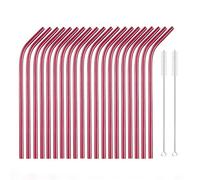 Cannucce in Acciaio Inossidabile Set di cannucce in metallo riutilizzabili in 10 colori da 6 * 215 mm accessori for in acciaio inossidabile 304(Red Bent)
