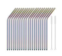 Cannucce in Acciaio Inossidabile Set di cannucce in metallo riutilizzabili in 10 colori da 6 * 215 mm accessori for in acciaio inossidabile 304(Rainbow Bent)