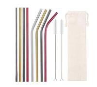 Cannucce in Acciaio Inossidabile Set di cannucce riutilizzabili in 10 colori in acciaio inossidabile 18/10, accessori in metallo(Mixed Color D)