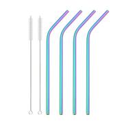 Cannucce in Acciaio Inossidabile Set di cannucce riutilizzabili in metallo arcobaleno, set in acciaio inossidabile 304 con barra for cocktail(Rainbow-bent)