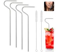 Cannucce in acciaio riutilizzabili anti-rimorchio 4 pezzi 2 pennelli design a flauto impegno labiale High riducono le rughe intorno alla bocca facili da pulire alternativa ecologica alle di plastica