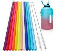 Cannucce in silicone extra lunghe da 36,8 cm, riutilizzabili, per bottiglie di vino di grandi dimensioni, 2 pennelli per la pulizia