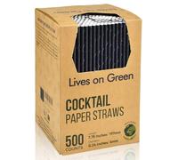 Cannucce monouso biodegradabili in carta nera per cocktail e bevande, 19,7 x 0,6 cm, 500 pezzi, per casa, bar e ristoranti