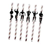 Cannucce per feste 6 Set decorazioni per bevande in carta con accenti ritaglio figure bodybuilder per bevande a bordo piscina Cannucce per feste per bodybuilder Decorazione per