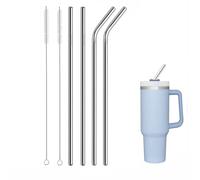 Cannucce Per Stanley Cup,4PCS Stanley Borraccia Cannucce Acciaio Cannucce Riutilizzabili Cannucce Riutilizzabili,2 Spazzole per la Pulizia, Cannucce Metallo per Stanley Cup 40oz,Cocktail,Caffè,Succhi