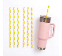 Cannucce per Stanley Cup da 90/1130 ml, 3 cannucce trasparenti + 3 bianche, design giallo limone + 1 spazzola per la pulizia, riutilizzabili, senza BPA, lavabili in lavastoviglie