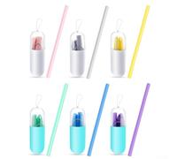 Cannucce pieghevoli in silicone con scatola portatile e spazzola per la pulizia per un comodo uso riutilizzabile all'aperto (viola)