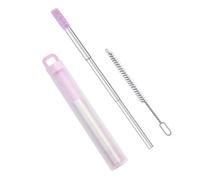 Cannucce pieghevoli portatili adatte per compleanni, in acciaio inox, utili cannucce da latte per viaggi, case e ufficio, con punta in silicone