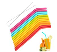 Cannucce Riutilizzabili Colorate Silicone, 12 Pezzi Cannucce Pieghevoli con 2 Spazzole, per Adulto Bambini, per Frullati Bubble Tea Caffè Cocktail Latte Succhi Yogurt, 24cm