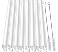 Cannucce riutilizzabili trasparenti Boba, 13 mm x 26,7 cm, cannucce Jumbo dure per smoothie per Bubble Tea, confezione da 8 con 2 spazzole per la pulizia