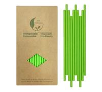Cannucce Verde Usa e Getta 197mm/ 7.75", 100 Pezzi Verde Cannucce di Carta per Feste di Compleanno, Matrimoni, Natale, Docce Bambino,100% Biodegradabili e Compostabili