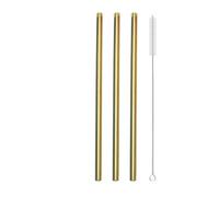 Cannuccia Acciaio Inox 3Pcs Reusable Heart Shaped Drinking Straw With Brush Stainless Steel Straws For Juice Milk Tea Coffee Bar Party(3Pcs Gold)
