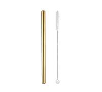 Cannuccia Acciaio Inox 5pcs 12x215mm Metal Straw 8.5'' Reusable Drinking Straws For Bubble Tea Boba Smoothies Milkshakes(Gold straight)