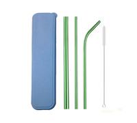 Cannuccia Acciaio Inox Colorful 304 Stainless Steel Straws Set Box Reusable Milkshake Drinking Straw Metal Straw With Cleaner Brush(Green)