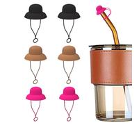 Cannuccia | Coperchio per Cannucce In Silicone Forma Cappello | 6 Pezzi Colorati per Bottiglie Bevanda Quotidiani per Casa e Scuola