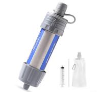 Cannuccia filtrante per esterni, ideale per campeggio ed escursionismo, filtra l'acqua in modo efficiente, design leggero con tubo di prolunga (blu)