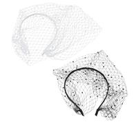 CANNXI Cerchietti per capelli da donna, set di 2 fasce con cristalli e retina per il viso, eleganti strass per capelli, ornamento per matrimoni, gioielli eleganti per feste