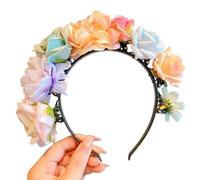 CANNXI Cerchietto per capelli con fiori colorati, accessorio bohémien, per cosplay, fiori, ghirlande, fascia per capelli per ragazze