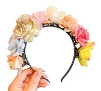 CANNXI Cerchietto per capelli con fiori colorati, accessorio bohémien, per cosplay, fiori, ghirlande, fascia per capelli per ragazze