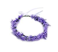 CANNXI Cerchietto per capelli con fiori finti per matrimonio, sposa, lavanda, floreale, ghirlanda, tiara, corona con nastro decorativo