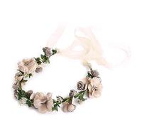 CANNXI Ghirlanda per capelli alla moda con fiori da sposa corona floreale fascia per capelli con nastro decorazione per festival Pa