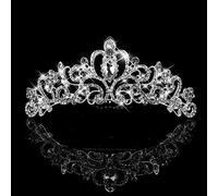 CANNXI Tiara in argento con cristalli per donne e ragazze, elegante corona da principessa, diadema per donne, matrimoni, balli di fine anno, compleanni, artigianato
