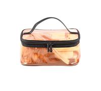 CANNXI Trousse per trucchi, portatile, in PVC trasparente, impermeabile, con cerniera, per articoli da toeletta e organi, Arancione