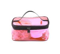 CANNXI Trousse per trucchi, portatile, in PVC trasparente, impermeabile, con cerniera, per articoli da toeletta e organi, rosa