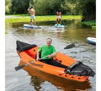 Canoa Gonfiabile 1 Posto, Kayak con Remo in Alluminio, Pompa Gonfiaggio e Kit Riparazione, Arancione Description:Pagaia verso destinazioni da sogno con la tua nuova canoa gonfiabile Outsunny. Progetta