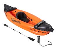 Canoa Gonfiabile 2 Posti in PVC con 2 Remi in Alluminio e Accessori, Arancione