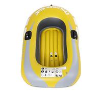 Canoa gonfiabile per kayak, barca ad aria resistente in PVC, per la pesca, immersioni alla deriva, moto d'acqua per 1 persona con supporti per paddle, giallo 59 x 39 pollici