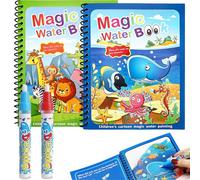 Canollo 2 libri da colorare ad acqua con 2 penne ad acqua per bambini, riutilizzabili, Aqua Doodle Baby libro da colorare Water Wwow, libro da colorare ad acqua a partire dai 2 anni, Magic Water Book