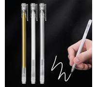 Canollo Set di 3 matite in gel per highlight, spessore del tratto 0,5 mm, impermeabile, colore oro, argento, bianco, penna gel bianca, asciugatura rapida, set per disegni ed evidenziazioni