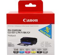 Canon 6496B005 Multipack nero / ciano / magenta / giallo / Grigio Originale PGI-550+CLI-551