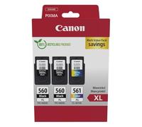 Canon Cartuccia 3 Cartucce per Stampante Originali ad Alta Capacità PG-560XL/CL-561XL (2 x Nero, 1 x Colori)