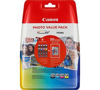Canon CLI-526 C M Y BK VALUE Confezione da 4 Cartucce d'inchiostro (Nero Ciano Magenta Giallo) +50 fogli di carta fotografica Canon 10x15cm Originale Canon, Imballaggi in Plastica Obsoleti 2018