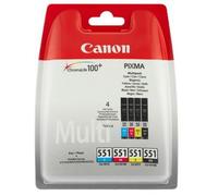 Canon CLI-551 C/M/Y/BK Multipack Confezione da 4 nero, giallo, ciano, magenta originale serbatoio inchiostro per PIXMA iP8750, iX6850, MG5550, MG5650, MG5655, MG6450, MG6650, MG7150, MG7550, MX725, MX925