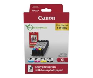 Canon CLI-571XL Multipack Cartucce Originali | Inchiostro Canon autentico - Nero più Ciano, Magenta e Giallo - per PIXMA MG5750, MG5751, MG5752, MG5753, MG6850 e altro!
