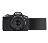 Canon EOS R50 APS-C Mirrorless + RF-S 18-45 f/4,5-6,3 (24,2 Mp,- Fino a 15fps, DIGIC X, Video 4K UHD Fino 30p, Dual Pixel CMOS Auto Focus II, Disp, Lay Touch Ordinetabile 7,5 cm, Wi-Fi, BT, 328 gr)