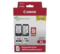 Canon Multipack Cartuccia & Carta - 2 Cartucce per Stampante Originali PG-545XL/CL-546XL (1 x Nero, 1 x Colori) & 4x6 Carta Fotografica (50 x Fogli)
