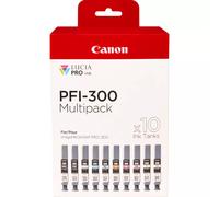 Canon pfi-300 cartuccia d'inchiostro 10 pz originale nero, blu, ciano, grigio, magenta, nero per foto, magenta per foto, rosso, giallo