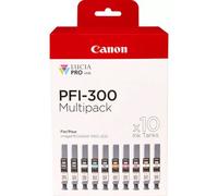 Canon pfi-300 cartuccia d'inchiostro 10 pz originale nero, blu, ciano, grigio, magenta, nero per foto, magenta per foto, rosso, giallo