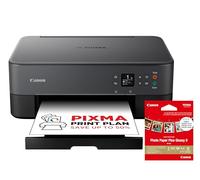 Canon PIXMA TS5350i nera, 3-in-1, Wi-Fi, funzioni copia e scanner, compatibile con PIXMA PRINT PLAN,stampa foto senza bordo, include nella confezione la carta fotografica PP-201 9x9cm - colore nero