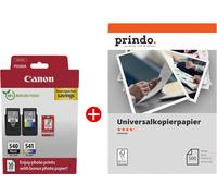 Canon + Prindo Universal Papier 500 Blatt Value Pack nero / differenti colori / Bianco / Bianco Originale PG-540+CL-541 MCVP