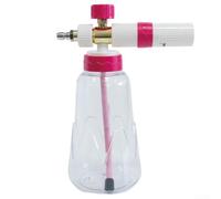 Canone per schiuma per idropulitrice con contenitore da 1 l in alluminio e ugello girevole per la regolazione della schiuma, testina spray rotante per auto e giardino, (bianco magenta)
