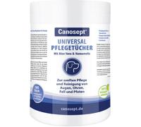 Canosept Universal Panno per toelettatura per cani 160 Pezzi - Con Aloe Vera E Amamelide - Cura E Pulizia Delicata Di Occhi, Orecchie, Cappotto E Zampe - 100% Biodegradabile